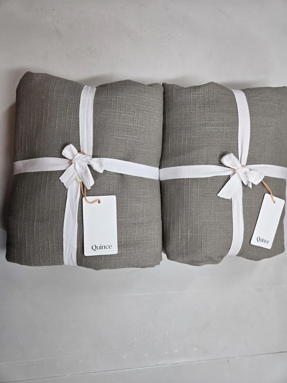 NWT QUINCE Set Of 2 48x96 Cotton Slub Blackout Curtains Grey 0775